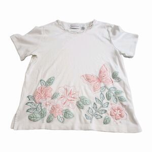 Alfred Dunner Vtg Butterfly Embroidery Grandmacore Cottage Fairy Blouse SZ S